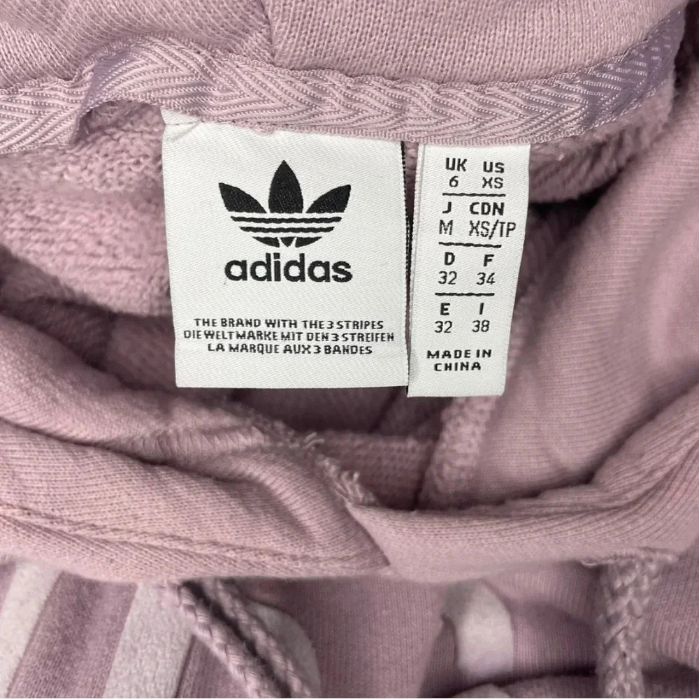 Adidas Originals Cropped Hoodie Purple Velvet Logo Pullover Streetwear - Picture 5 of 10